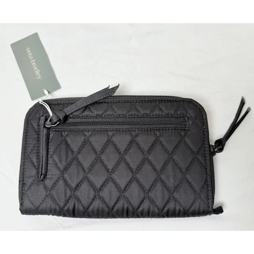 Vera Bradley Large Wallet Featherweight Black NWT Quilted Moonless Night 20089